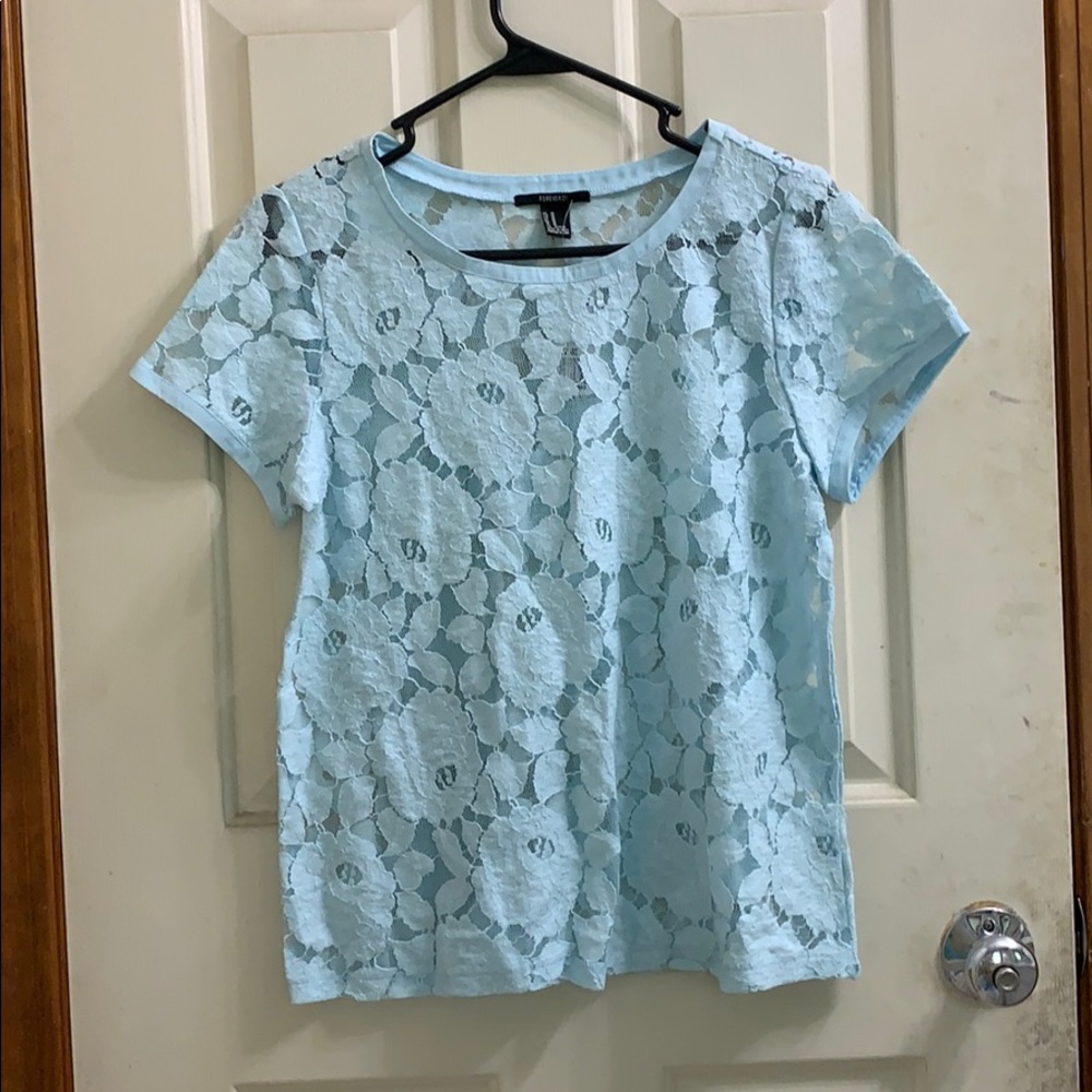 Light blue Forever 21 Lace blouse